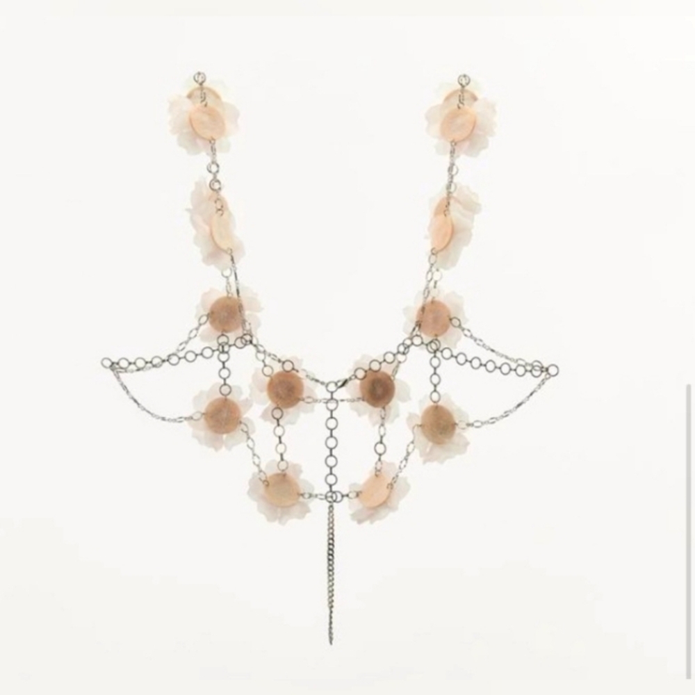 Zara Beaded Floral Metal Top